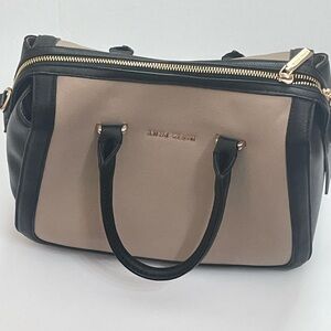 Anne Klein Black and Taupe Block Handbag BEAUTIFUL dome